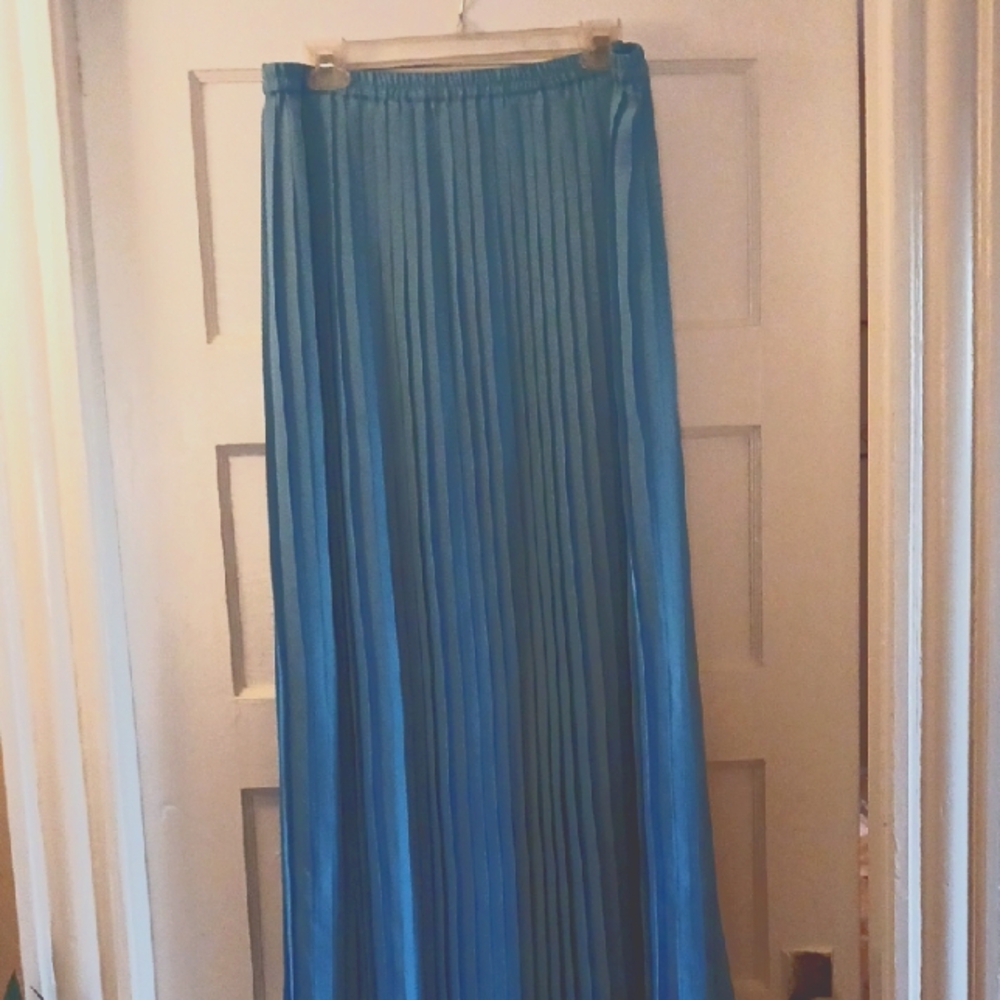 Elegant Blue Pleated Skirt